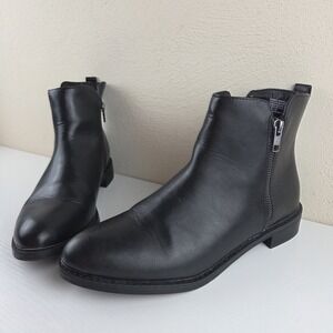 Universal Thread Brenna Black Faux Leather Zip Ankle‎ Boots Women's Size 9